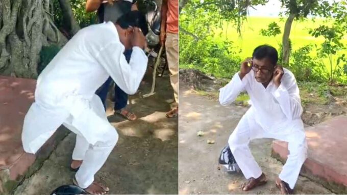 ডিম থেরাপির পর এবার ‘কান ধরে ওঠবস’! প্রকাশ্য রাস্তায় লাঠিহাতে তৃণমূলের পঞ্চায়েত প্রধানকে চরম শাস্তি জনতার