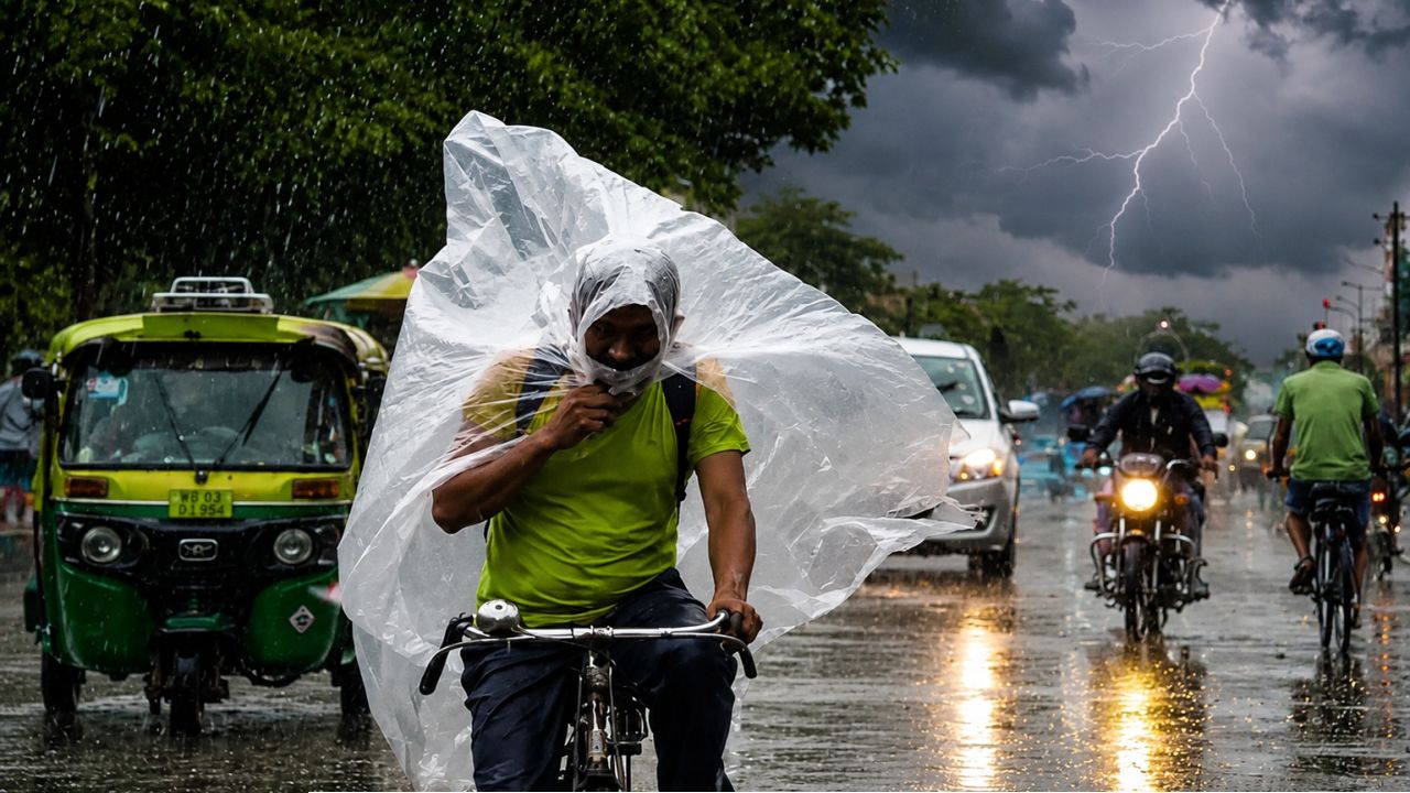 উত্তরে লাল সতর্কতা, দক্ষিণে ঝোড়ো হাওয়ার দাপট! আজও কি ভিজবে কলকাতা?