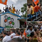 তৃণমূল কার্যালয়ের মাথায় গেরুয়া নিশান! গণনার মাঝেই বাঁকুড়া থেকে বরানগর— রাজ্যজুড়ে ‘দখল’ বিতর্কে রণক্ষেত্র পদ্ম শিবির
