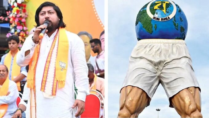 মমতার ডিজাইন করা ‘বিশ্ববাংলা’ মূর্তি এবার সরিয়ে দিচ্ছে বিজেপি সরকার! ‘বিদঘুটে, অর্থহীন’ কটাক্ষ ক্রীড়ামন্ত্রীর