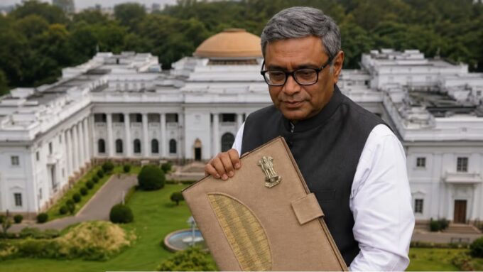 চামড়ার ব্যাগ উধাও, বিধানসভায় চট-মাদুরের দাপট! বাজেটের ফাইল হাতে এ কী চমক দিলেন স্বপন দাশগুপ্ত?